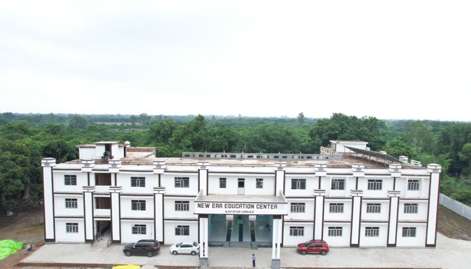 Aerial view of the New Era Education Center campus, Safipur, Unnao